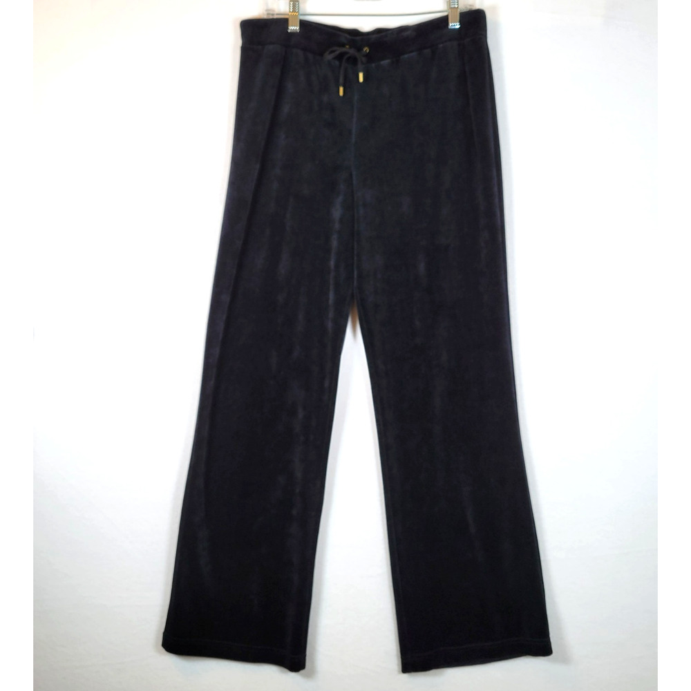 Lauren Ralph Lauren Womens Wide Leg Velour Pull-On Sweat Pants Size Medium Black